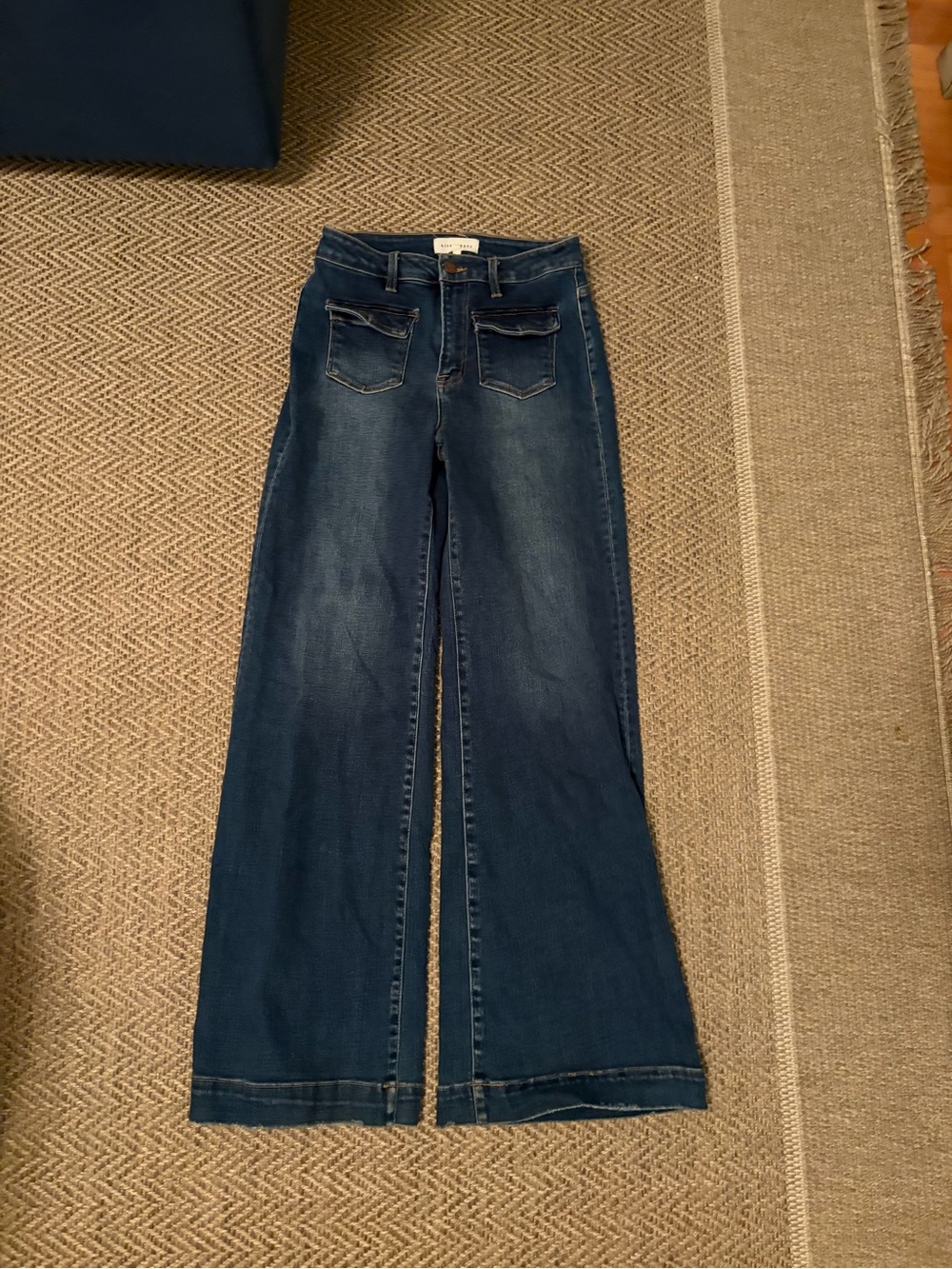 Risen Dark Blue Women's Wide Leg Jeans with front pockets